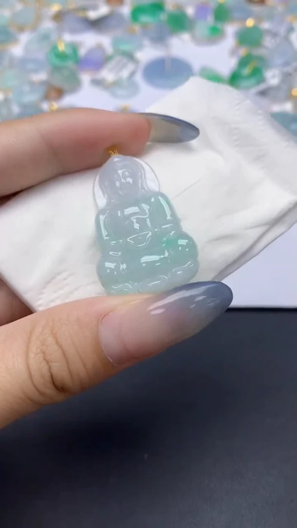 翡翠18K金镶嵌颈饰天然a货翡翠