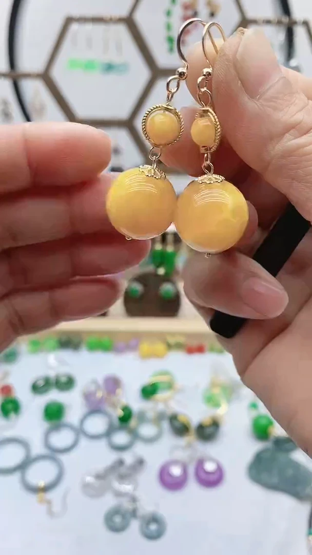 蜜蜡未镶嵌耳饰蜜蜡186