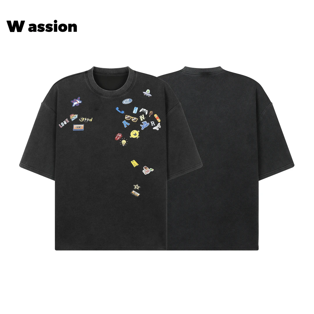 Wassion水洗免烫短袖印花常规款薄款T恤休闲春夏情侣