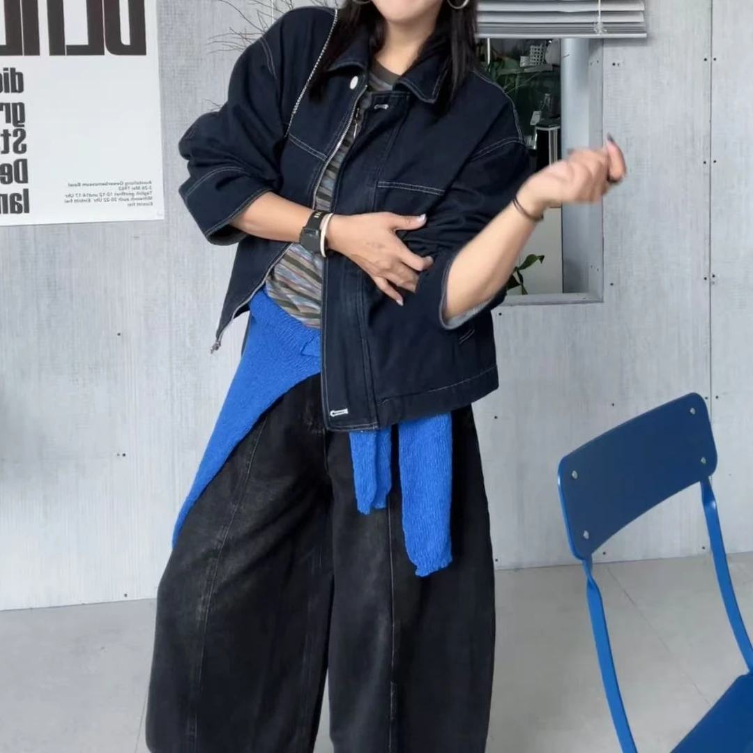 SISTERS【两颗扣】翻领夹克牛仔外套