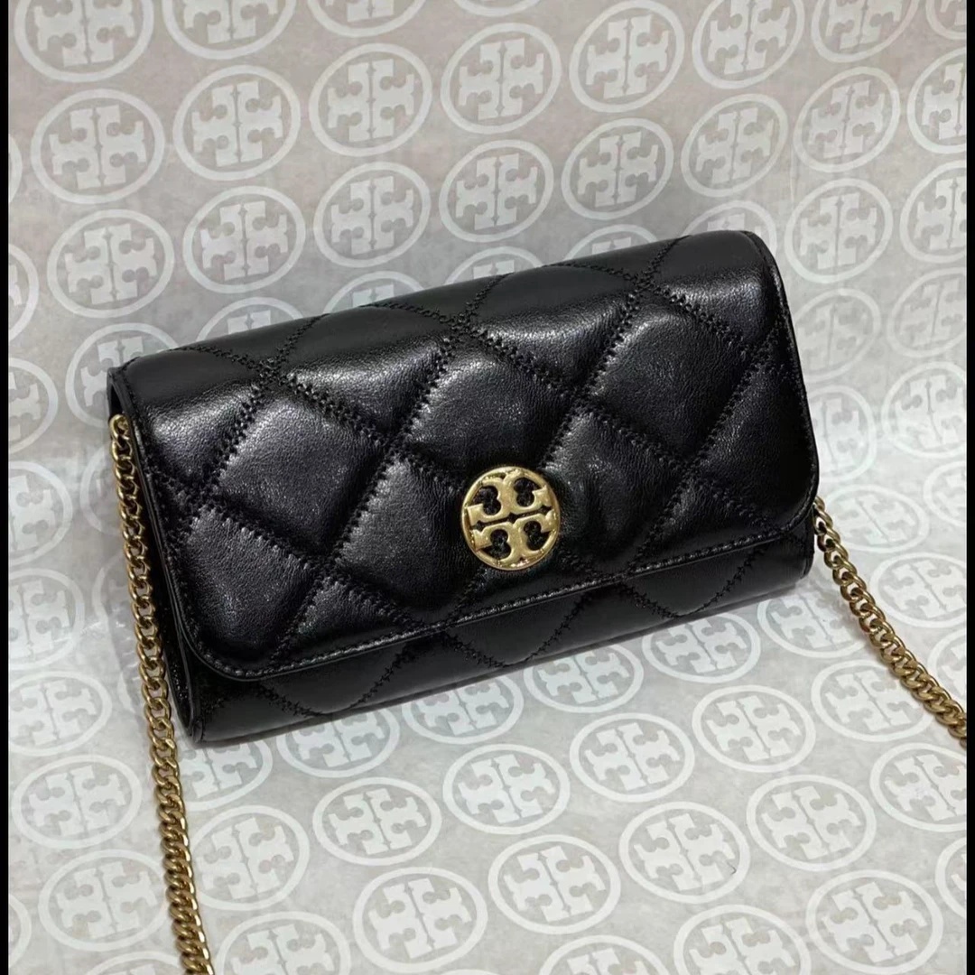 99新 TORY BURCH/汤丽柏琦 【静文】黑金woc链条包/TS025724
