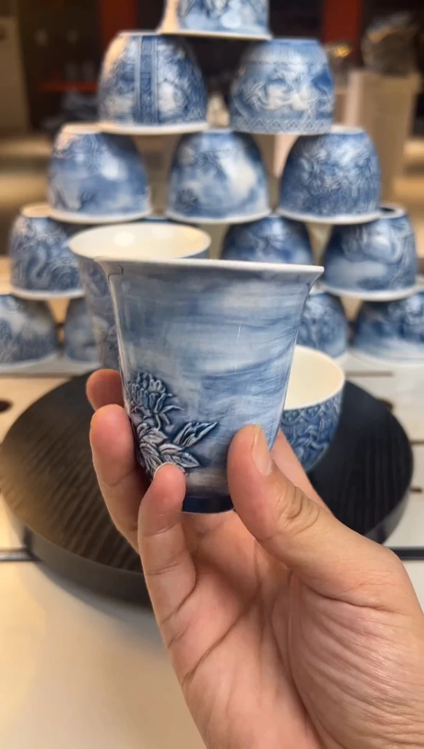景德镇陶瓷小蓝杯