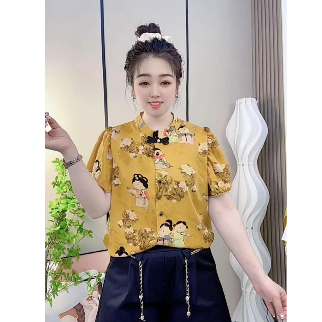 新中式国风飞飞袖 2025新款女夏季气质高级感独特别致雪纺上衣