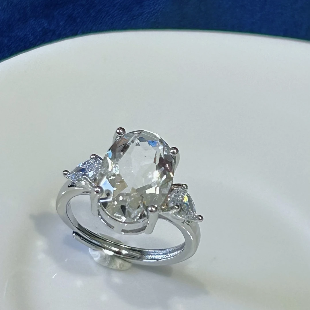 天然白水晶戒指开口-SJ061