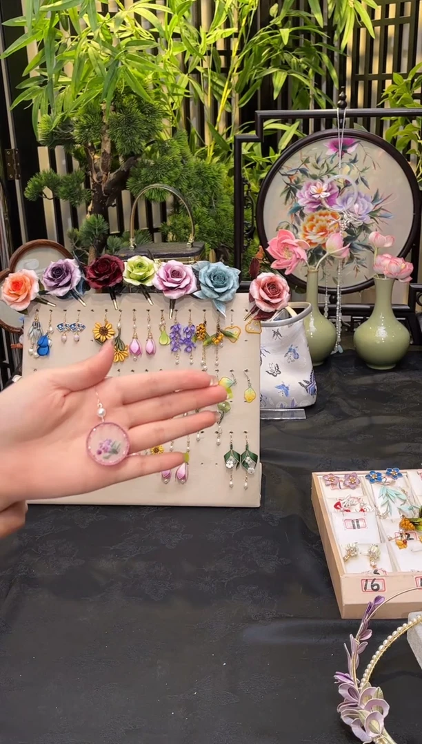 织绣用****2非遗绒花手工饰品