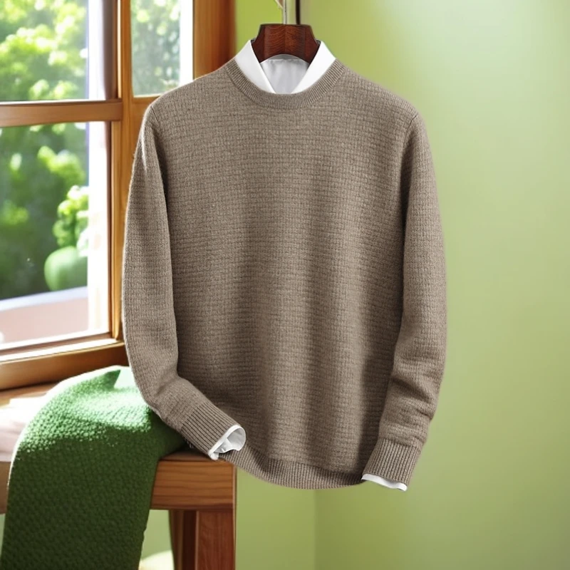 九九羊绒高端100%山羊绒元宝针加厚羊绒衫商务款长袖正宗羊绒衫