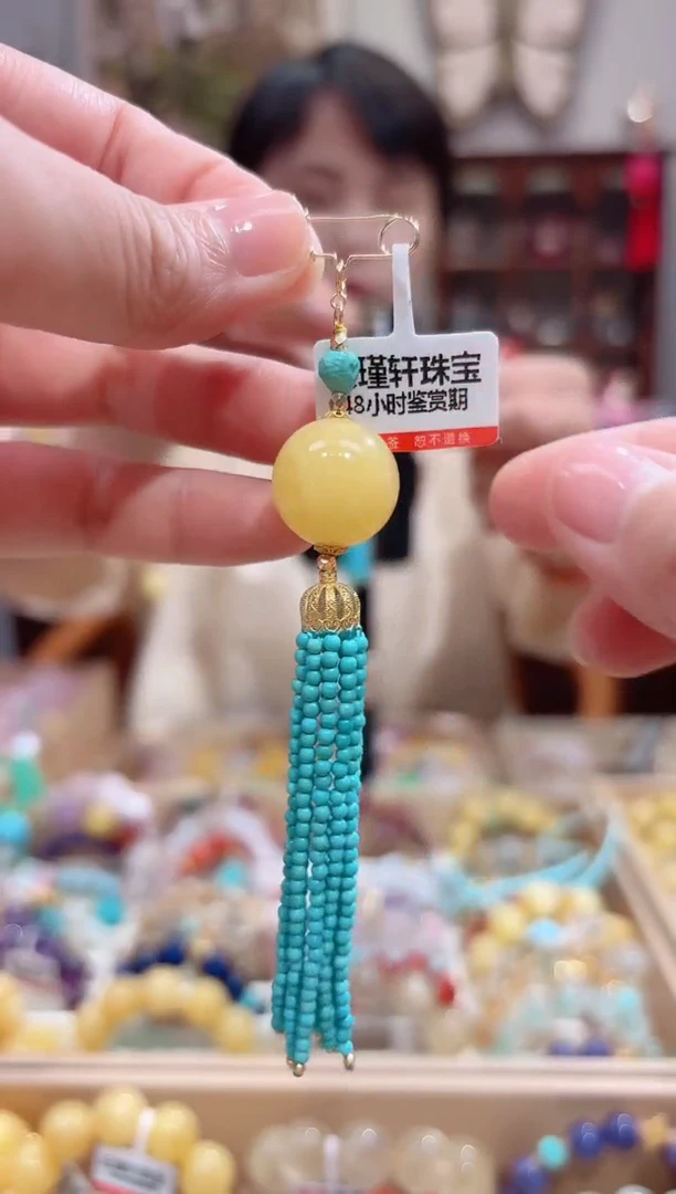 蜜蜡颈饰18K金镶嵌设计款珠串