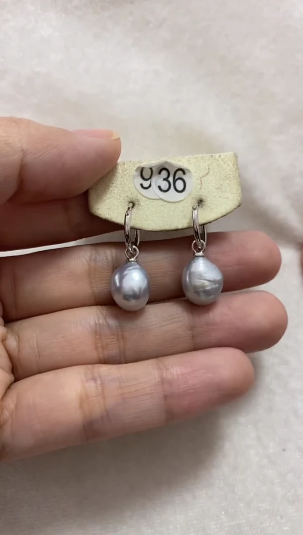 【闪购商品】海水珍珠耳饰银S925镶嵌澳白巴洛克