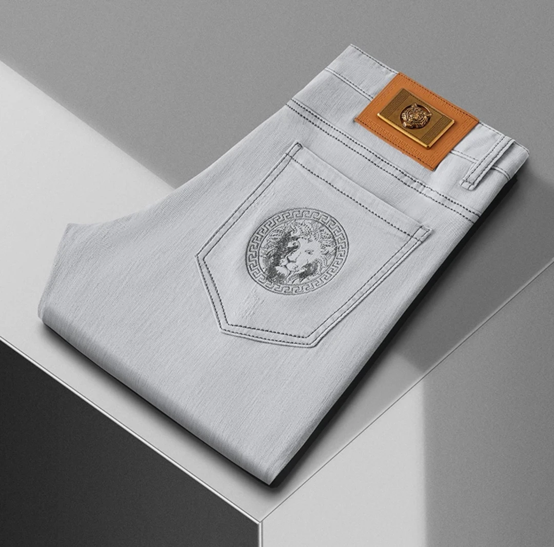 CGIUI秋冬新款男士轻奢百搭时尚水洗磨白灰修身小直筒牛仔裤裤子