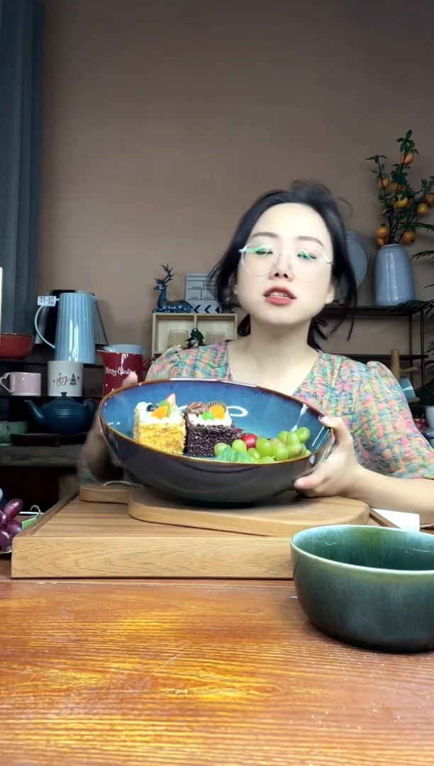 陶瓷11.5英寸双层窑变釉工艺深盘子 微瑕疵