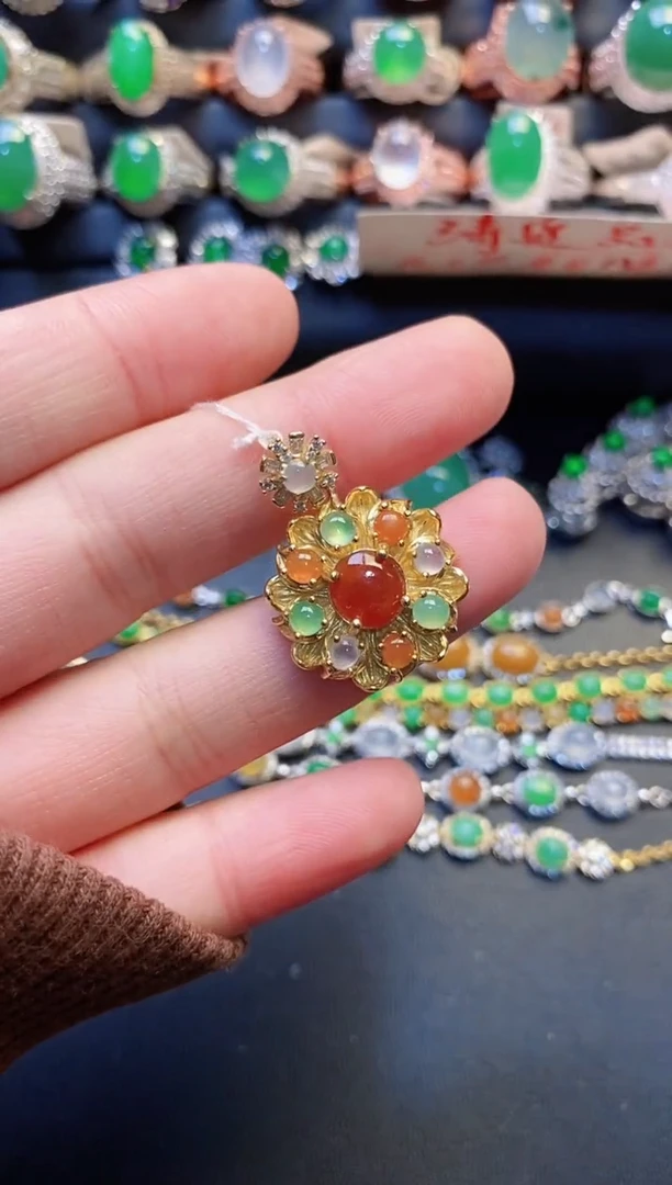 银S925镶嵌戒指翡翠天然