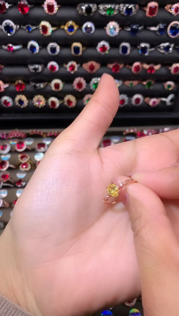 【闪购商品】水晶戒指银S925镶嵌黄水晶