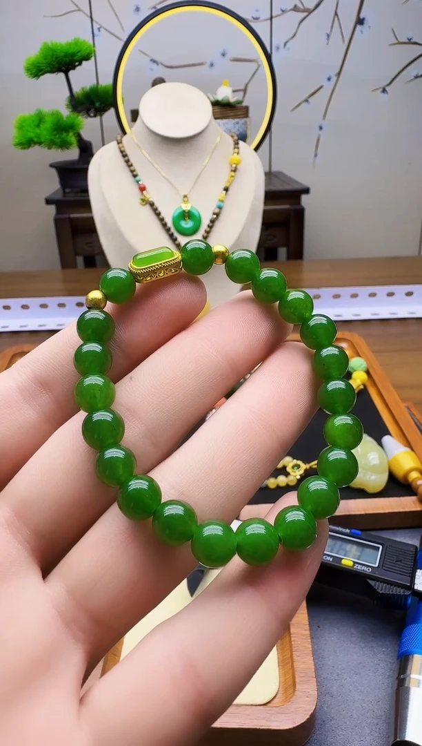 和田玉14K金镶嵌手链S93