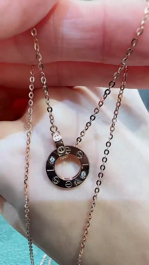 【闪购商品】钻石套链18K金镶嵌18K金钻石双环套链