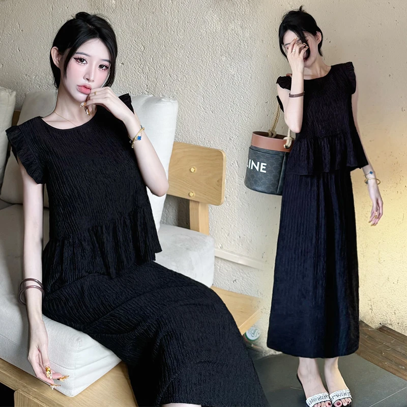 上衣+半身裙/休闲套装女气质洋气夏季新款宽松拼接法式两件套