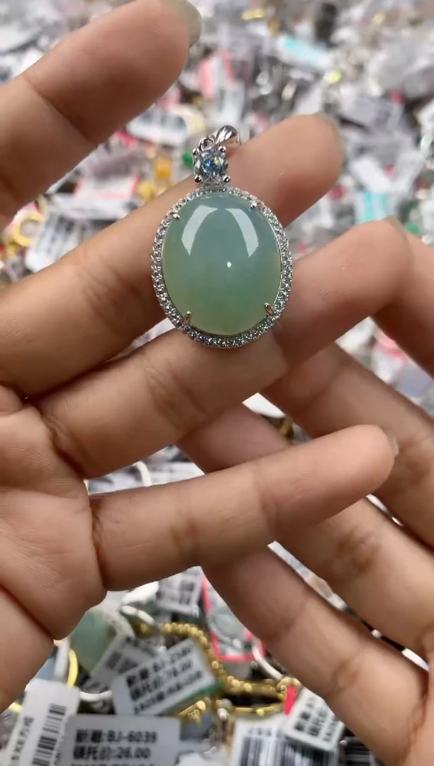 银S925镶嵌戒指翡翠4444----7