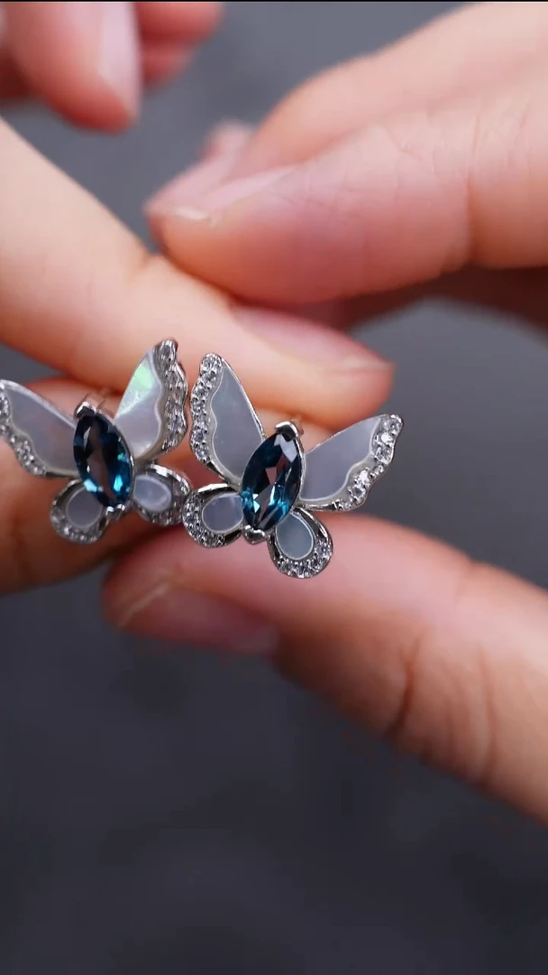 银S925镶嵌耳饰托帕石耳饰