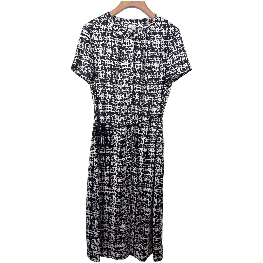 【W807黑色】2025时尚优雅百搭洋气款夏季短袖中长款裙