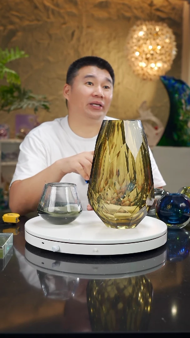 手工艺品琉璃杨*宁福利琥珀花瓶一对