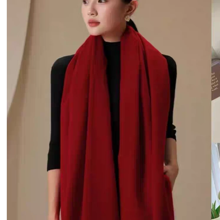 【长卿】【纯色羊绒围巾】高级百搭羊绒国风轻奢高定丝巾65*190（DQ3）