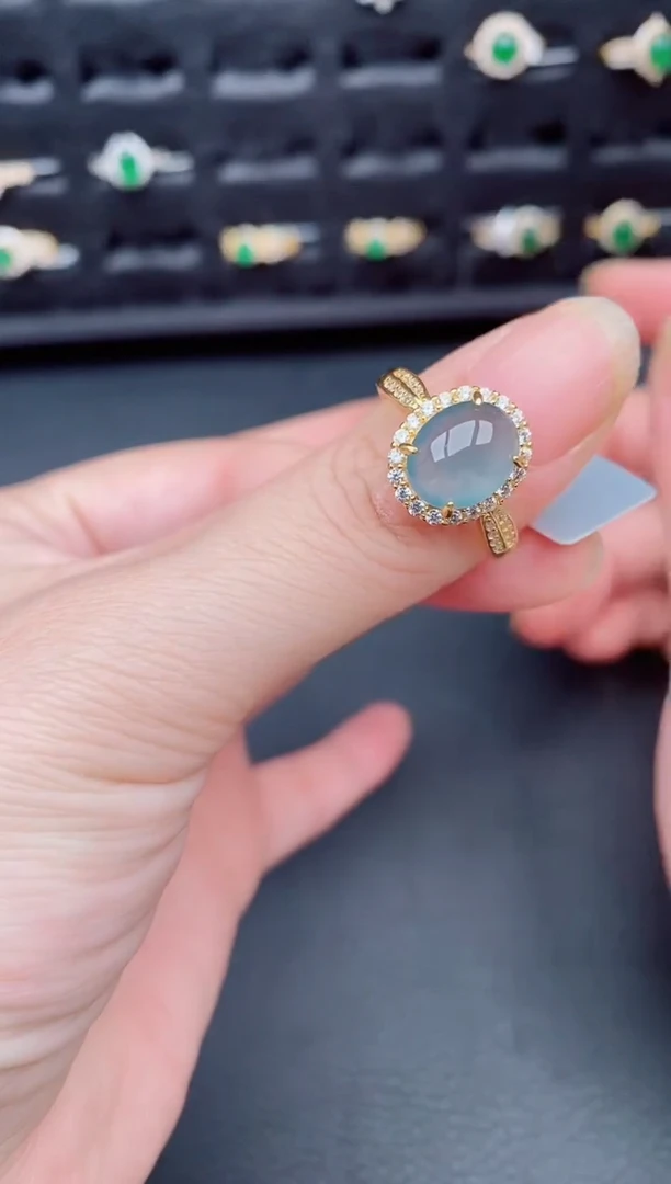 银S925镶嵌戒指翡翠天然a货翡翠140