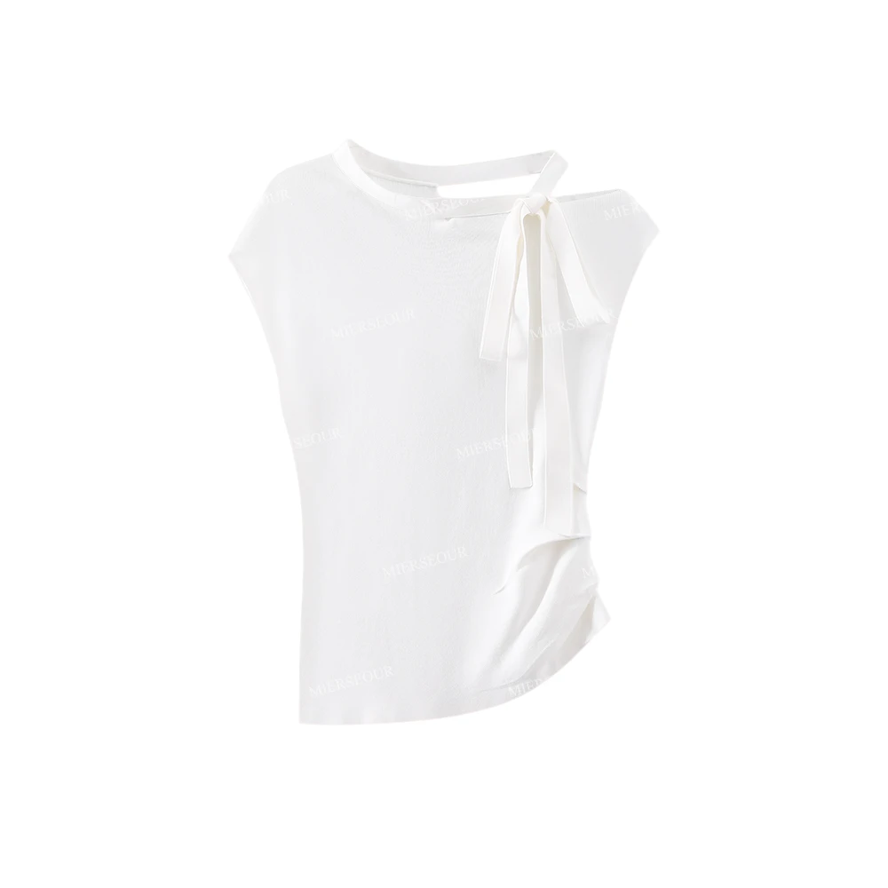 【封后轻奢设计】【高阶时尚】简约设计感绑带无袖针织上衣0007