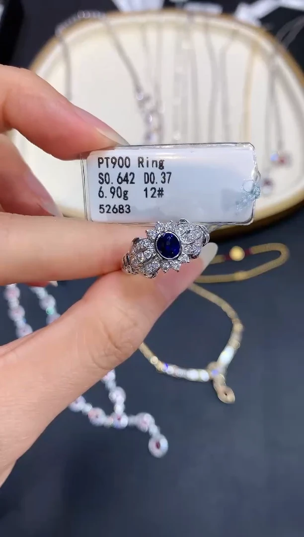 定制蓝宝石戒指铂Pt850镶嵌W179|5999