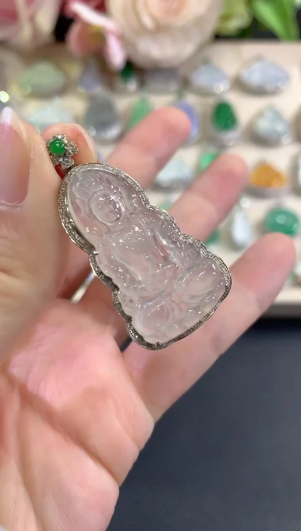 吊坠(不含链)18K金镶嵌翡翠b84