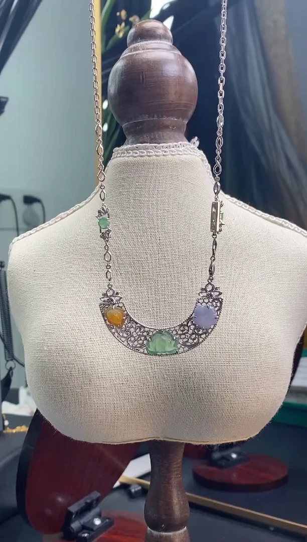 颈饰银S925镶嵌翡翠18344