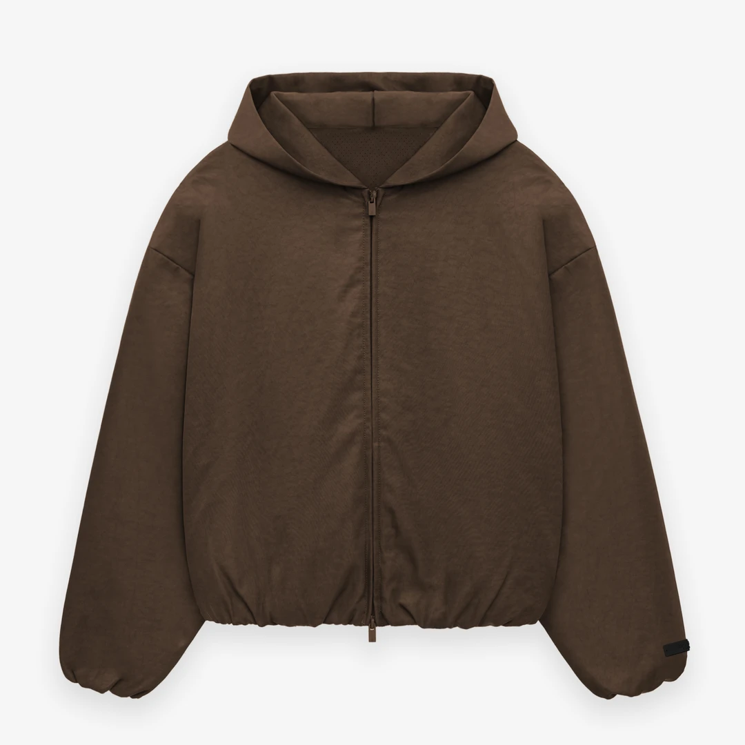 ESSENTIALS FEAR OF GOD 2024 Holiday女款质感尼龙连帽飞行夹克