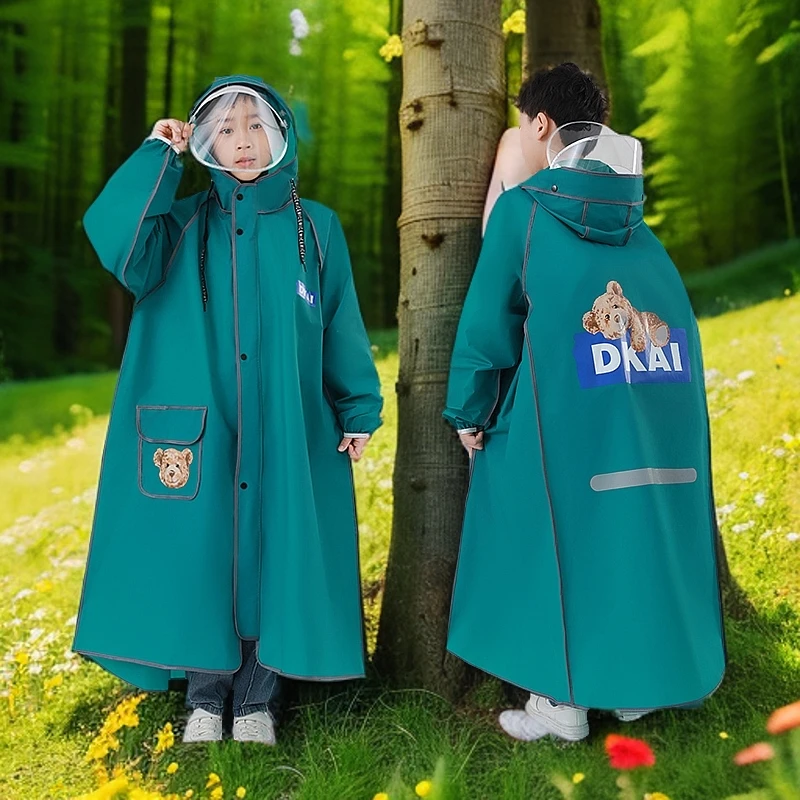 儿童雨衣男孩男小学生中大童上学衣加厚全身带书包位防水女童雨披