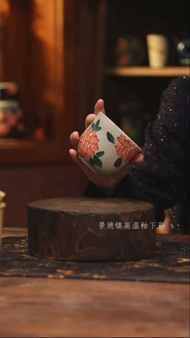 陶瓷景德镇高温釉下手绘陶瓷@L375@