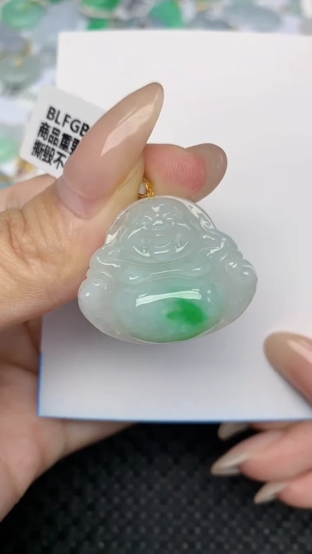 翡翠18K金镶嵌颈饰天然翡翠a货