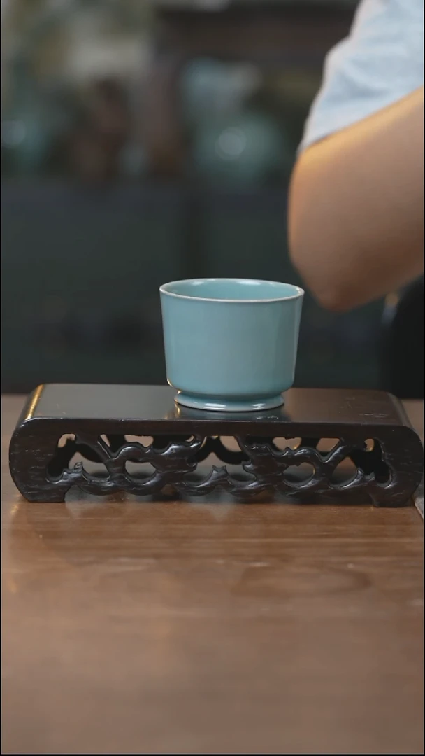 融天杯 中号 汝瓷 （拾汝）（天青）（微瑕）