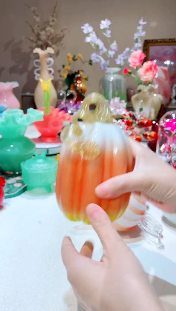 【闪购商品】琉璃手工艺品渐变色小号高南瓜  微瑕