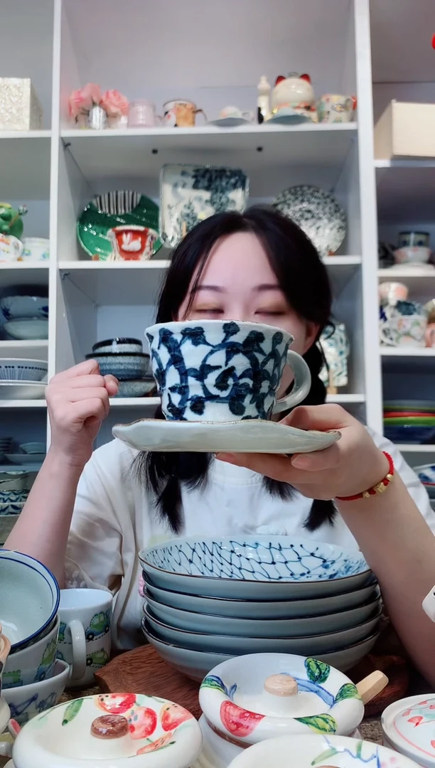 陶瓷章鱼唐草咖啡杯碟