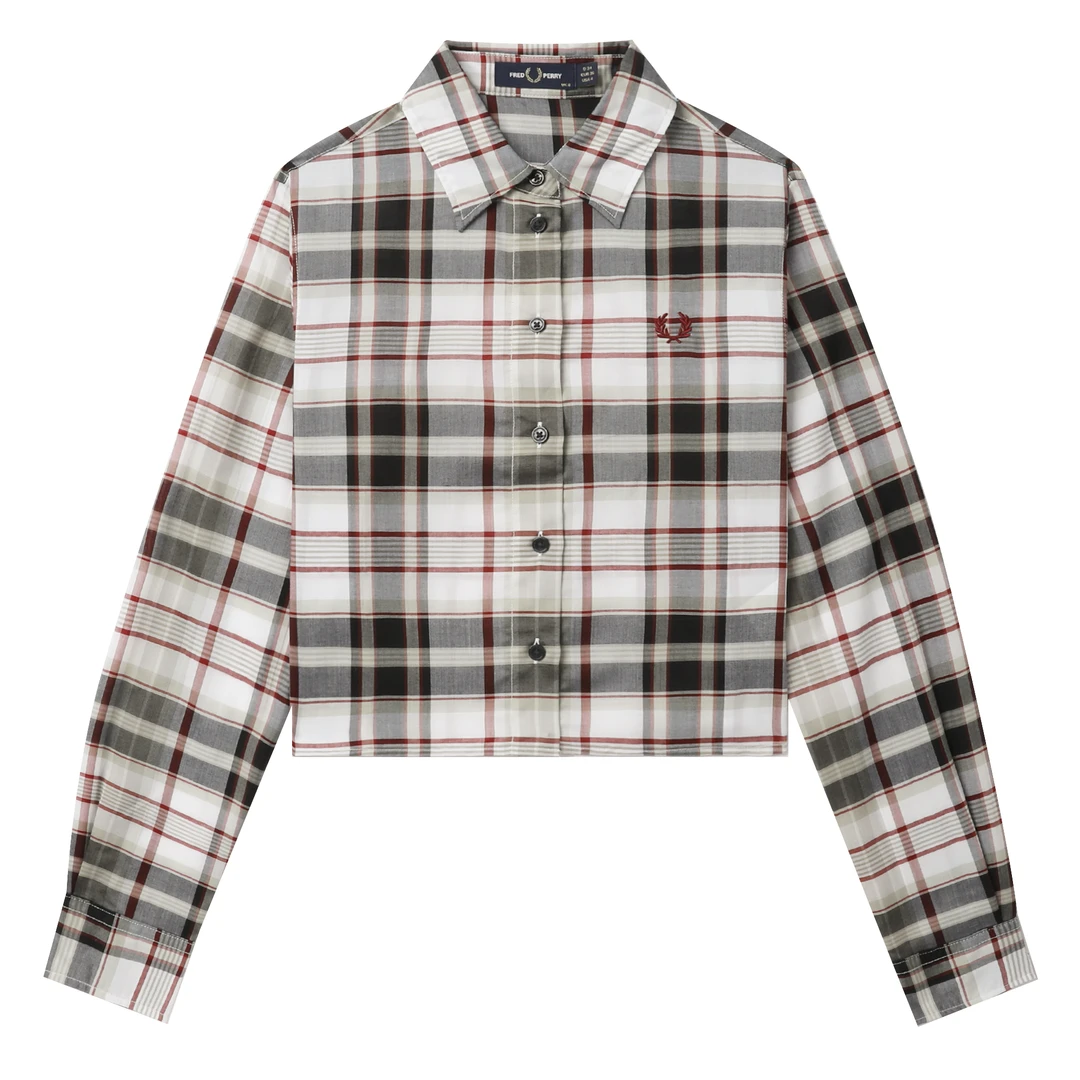 FRED PERRY 25年新品欧若风 女士休闲时长百搭格纹衬衫