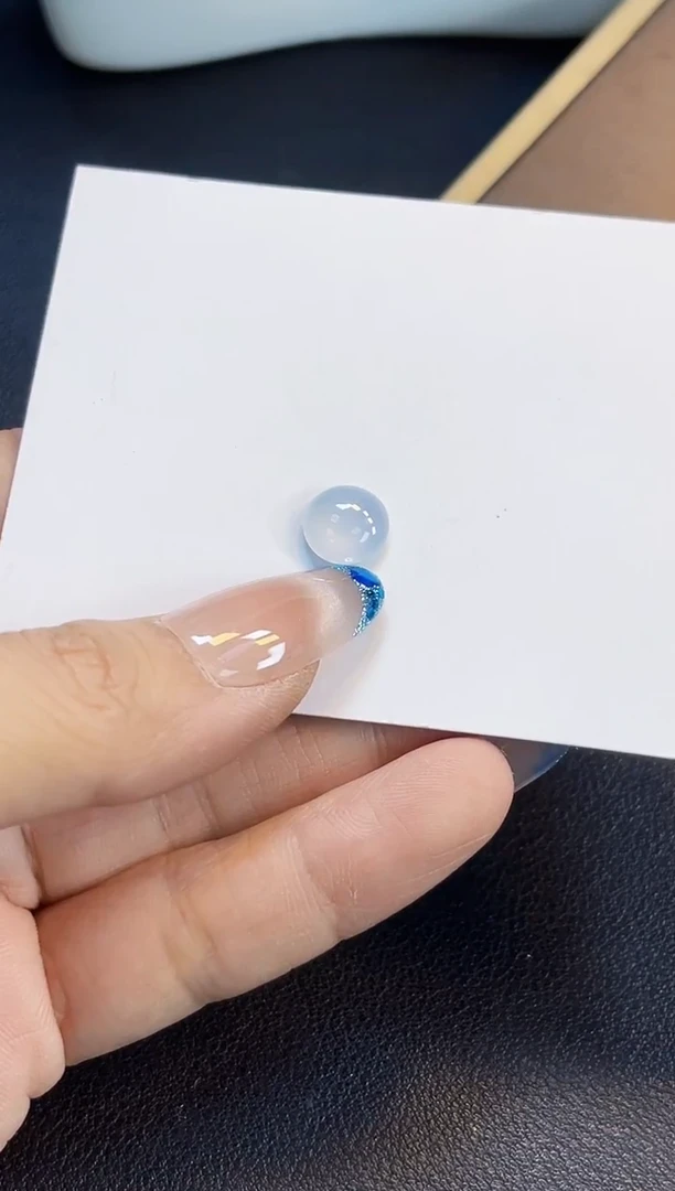 裸石翡翠冰丽69正圆白冰蛋面8.9*3.8