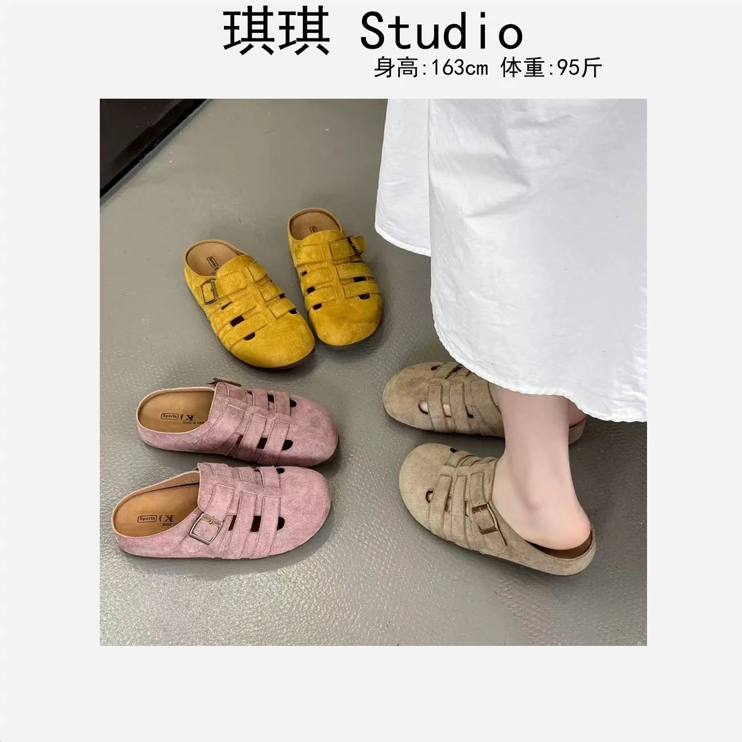 《琪琪家》夏季新款潮流气质时尚罗马风休闲百搭舒适包头半拖凉鞋F3