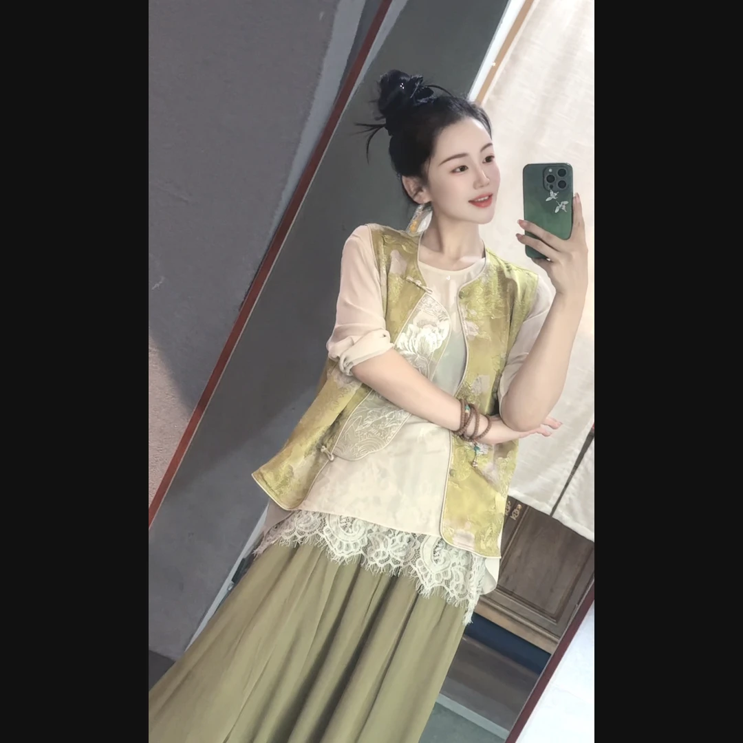 观自在 芳华设计新中式复古提花马甲国风百搭提花马甲FH-A077