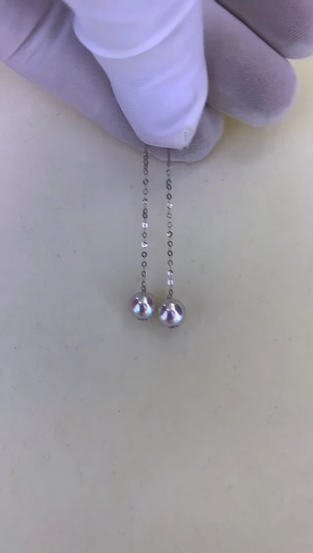 18K金镶嵌DA海水珍珠 GD094 真多麻色耳线 6-7