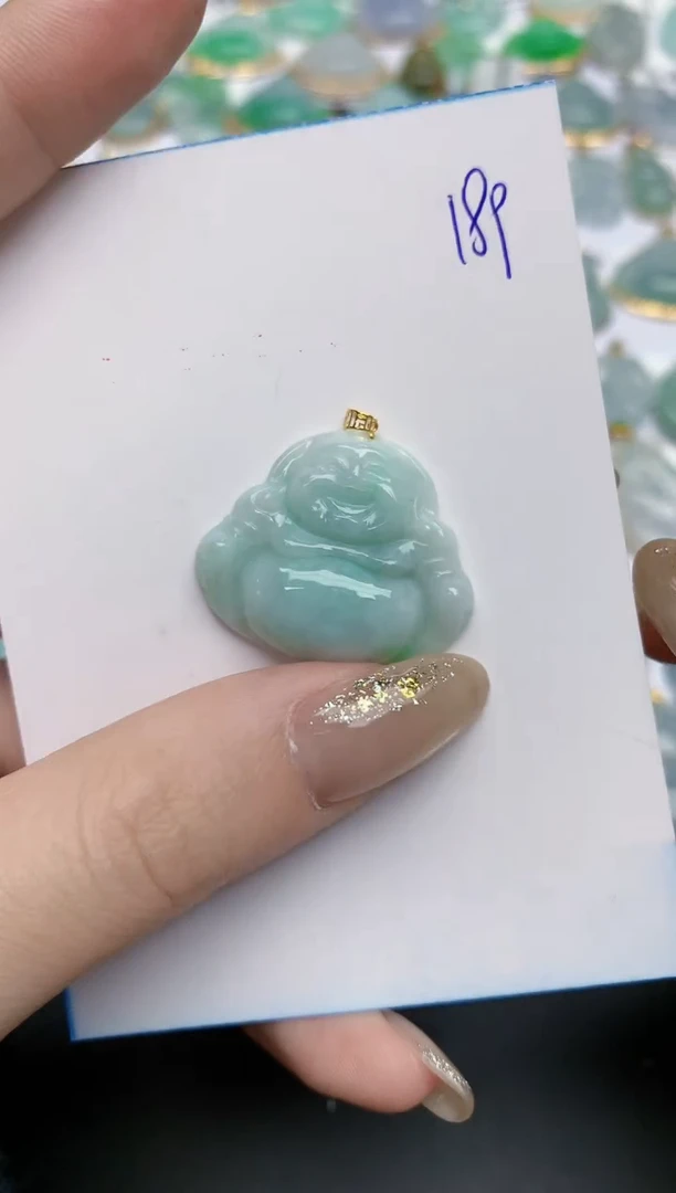 【闪购商品】翡翠颈饰18K金镶嵌天然缅甸翡翠A货