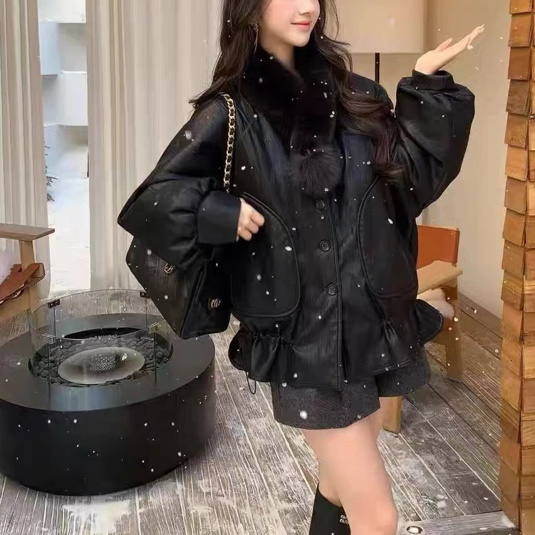 【晨浠定制】新款狐狸毛围脖皮羽绒外套8722