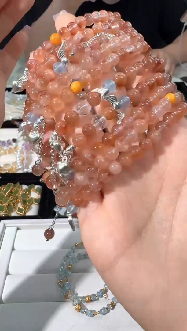 水晶手链银S925镶嵌I022红兔毛小吗设计款