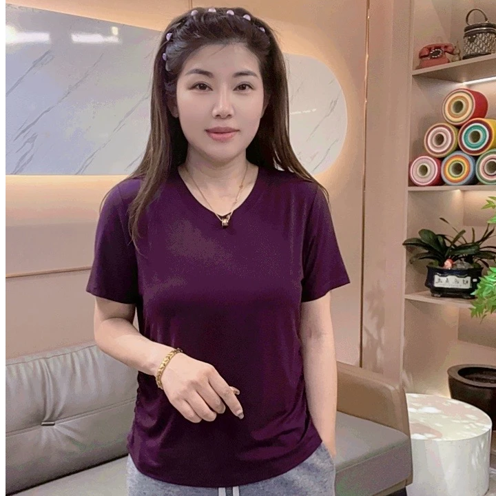 怡特美["恋夏风"]冰感防紫外线时尚休闲百搭V领女装短袖T恤256620