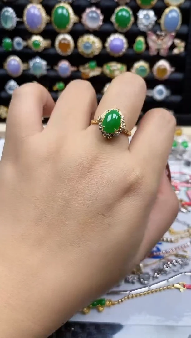 银S925镶嵌戒指翡翠4615