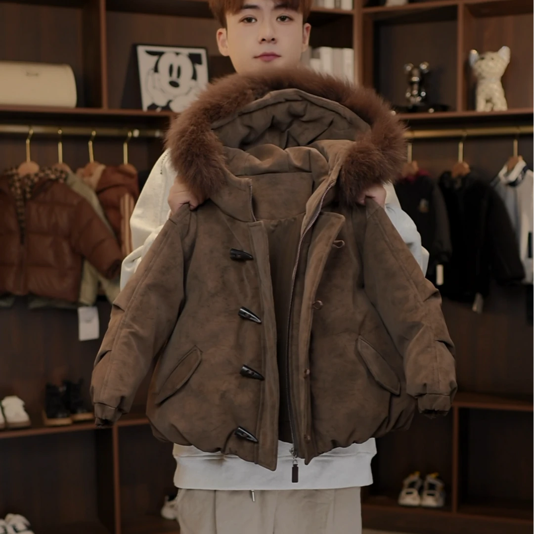 男女童2025新款洋气棉服外套大毛领冬季新款休闲宽松洋气外套