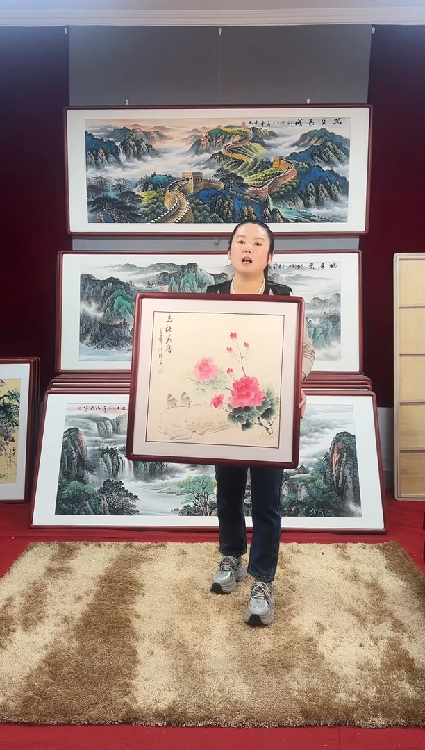 国画手绘花鸟63*63尺寸