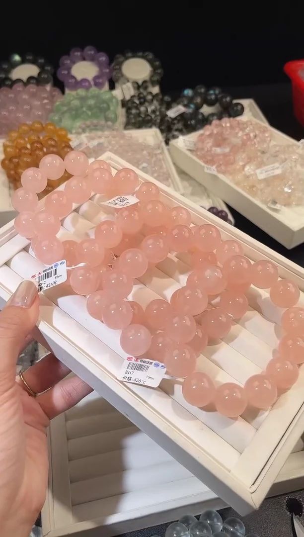 未镶嵌手链水晶多样性发一Q70西柚粉18mm