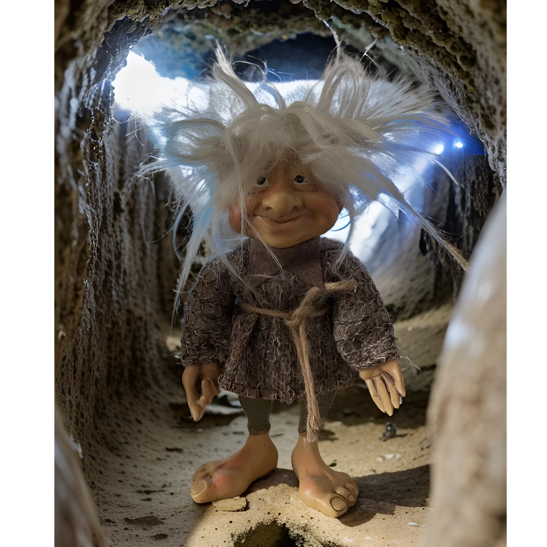 中古树脂站立忧郁眼神小山妖居家摆件手工创意摆设个性特色微景观